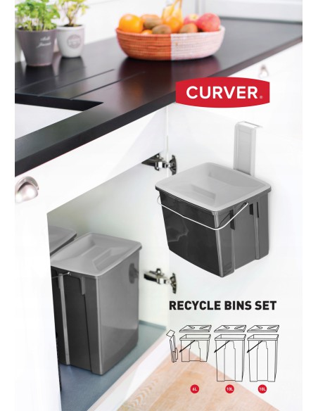 Zestaw koszy na śmieci do segregacji odpadów 2x10l + 6l Curver 3253928993030 9