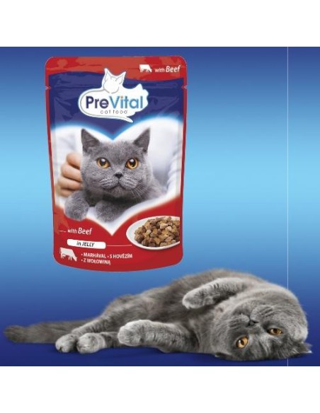 Mokra karma w saszetce dla kota Prevital, wołowina 100 g 5999546172027 6
