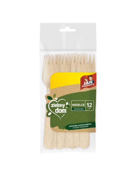 Widelce drewniane ekologiczne Jan Niezbędny Zielony Dom, 12 szt. 5900536345802