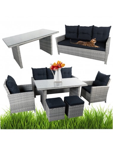 Ogrodowy zestaw mebli jasnoszary PUERTO Meven, sześcioczęściowy