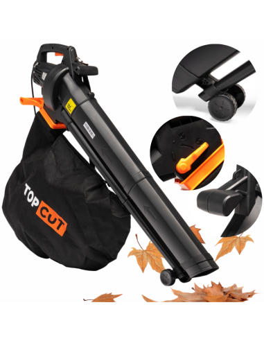 Elektryczna dmuchawa do liści, odkurzacz ogrodowy 3500W TOP CUT TC-DE3500-E2